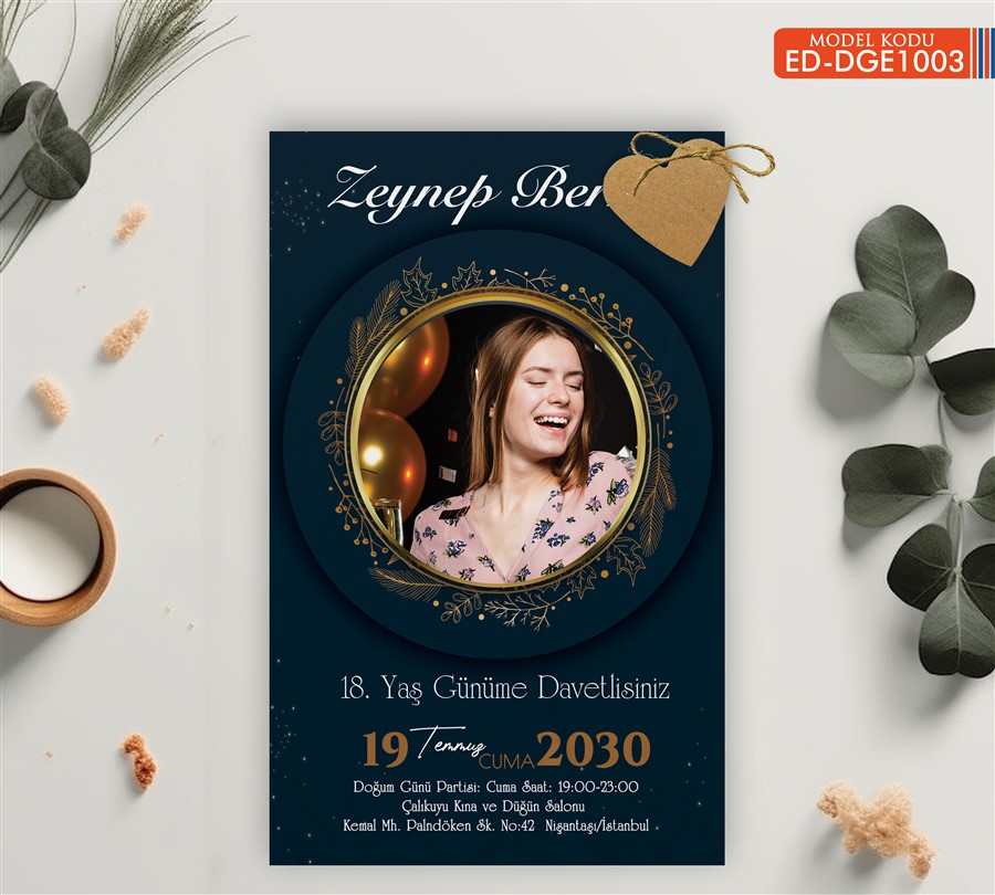 ED-DGE1003-1 Doğum Günü Davetiye - DGE1003 - Görsel 1