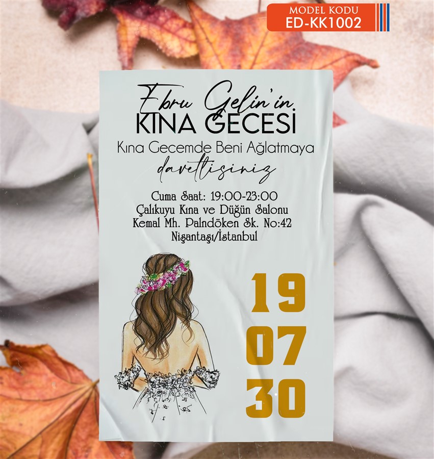 ED-KK1002 Kına Tekli Davetiye - KK1002 - Görsel 1