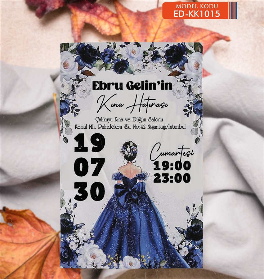 ED-KK1015 Kına Tekli Davetiye - KK1015 - Görsel 1
