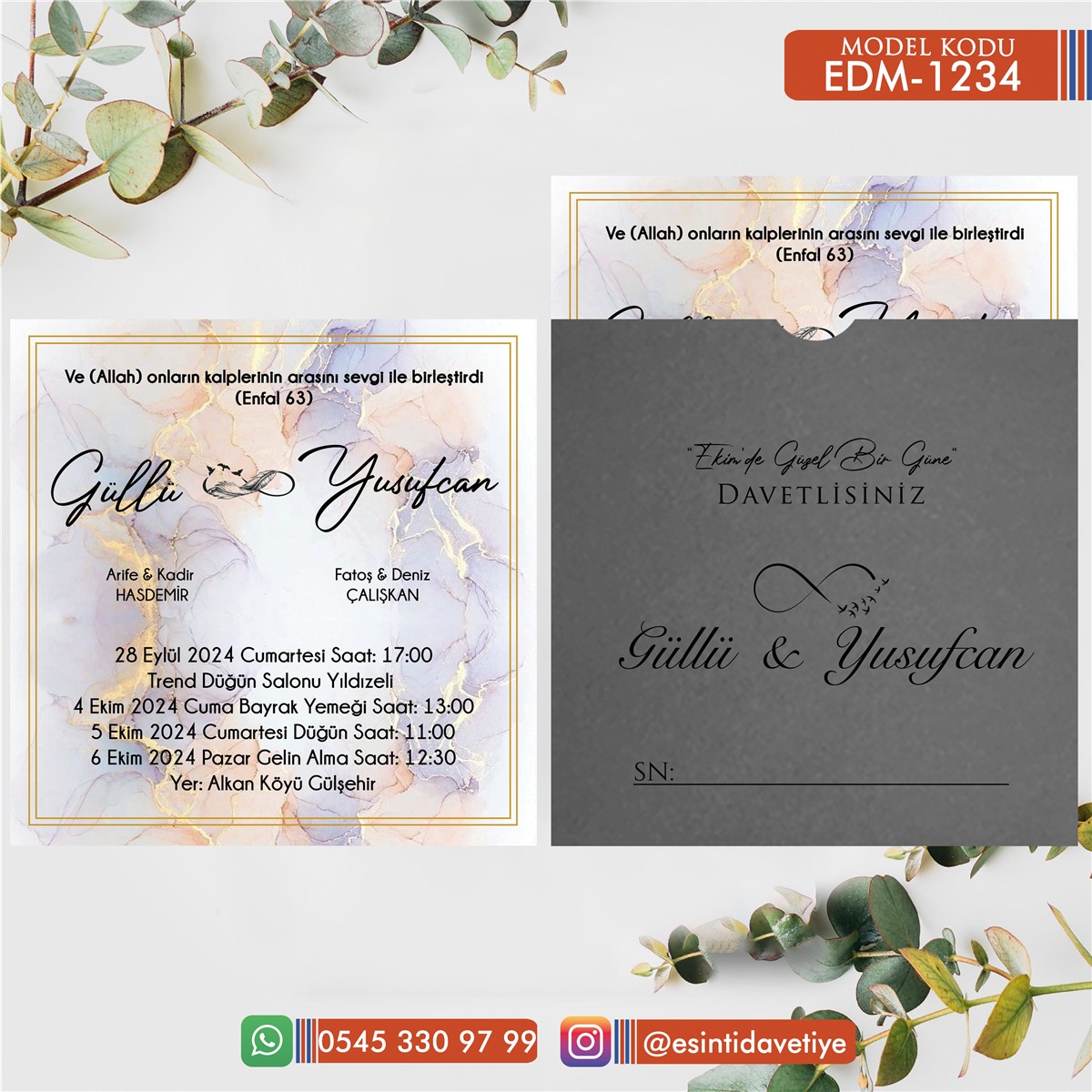 ED-1234 Kare Davetiye – K1234 - Görsel 1