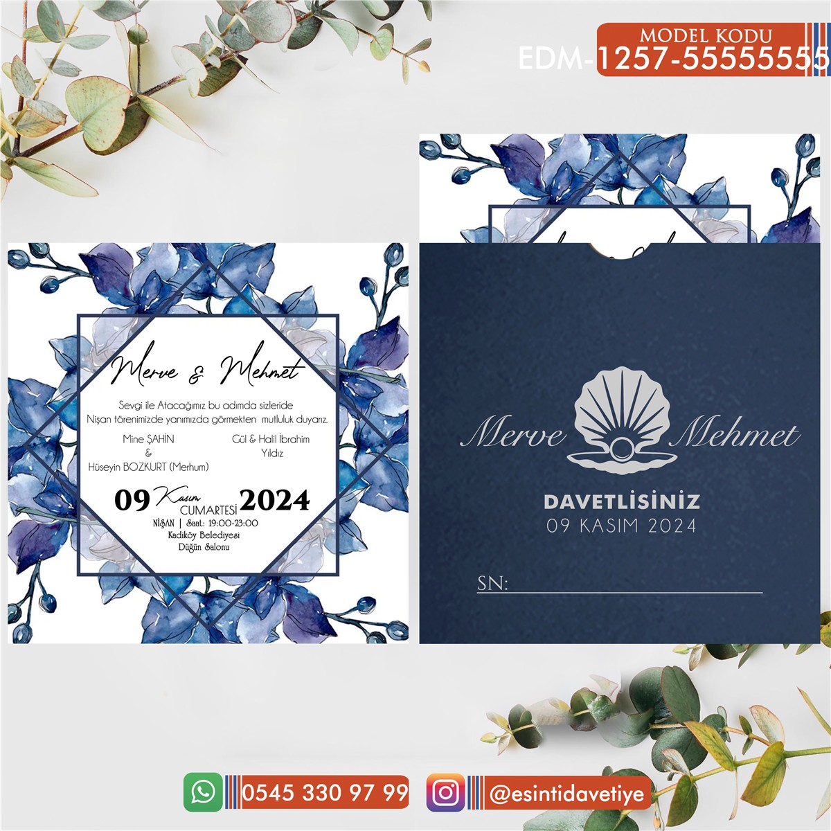 ED-1257-55555555555 Kare Davetiye – K1257-55555555555 - Görsel 1