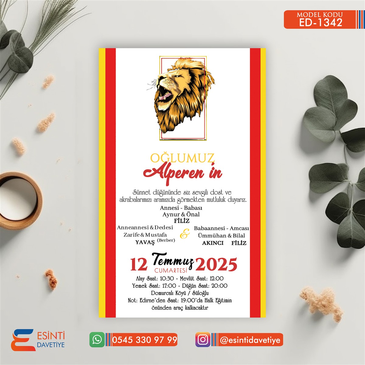 ED-1342 Sünnet Davetiye – S1342 - Görsel 1
