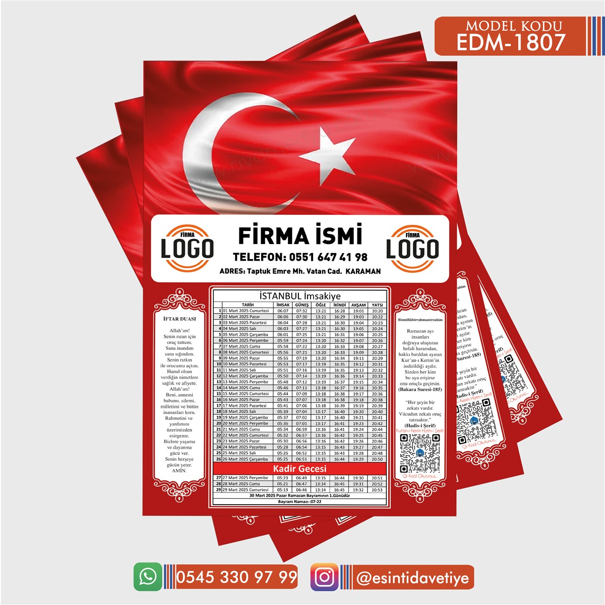 EDM-1807 İmsakiye – IMS1807 - Görsel 1